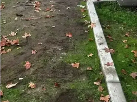 The same strip of lawn cleared